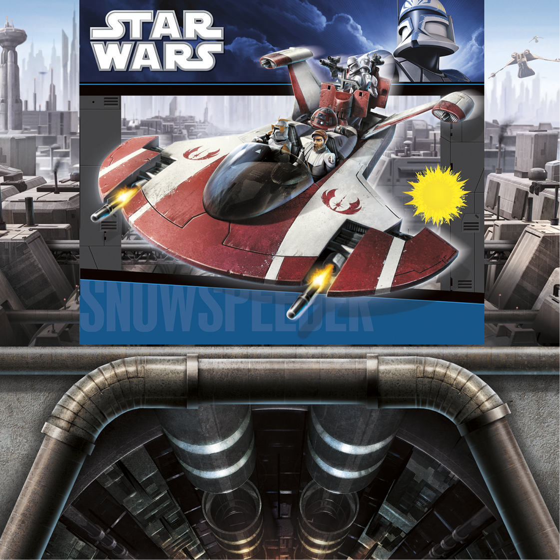 Star Wars Snowspeeder entertainment packaging art.