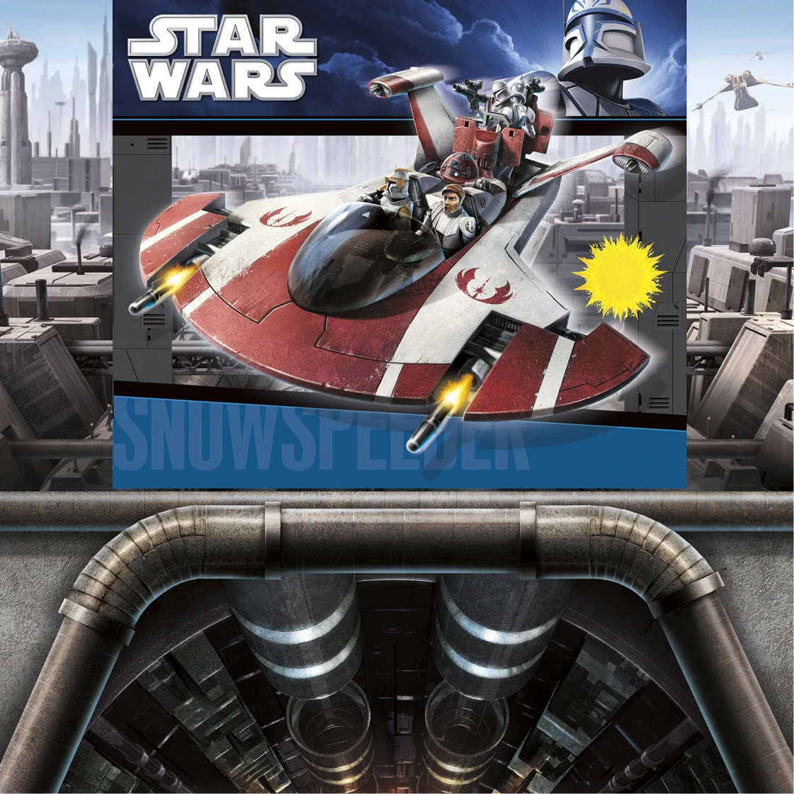 Star Wars Snowspeeder entertainment packaging art.