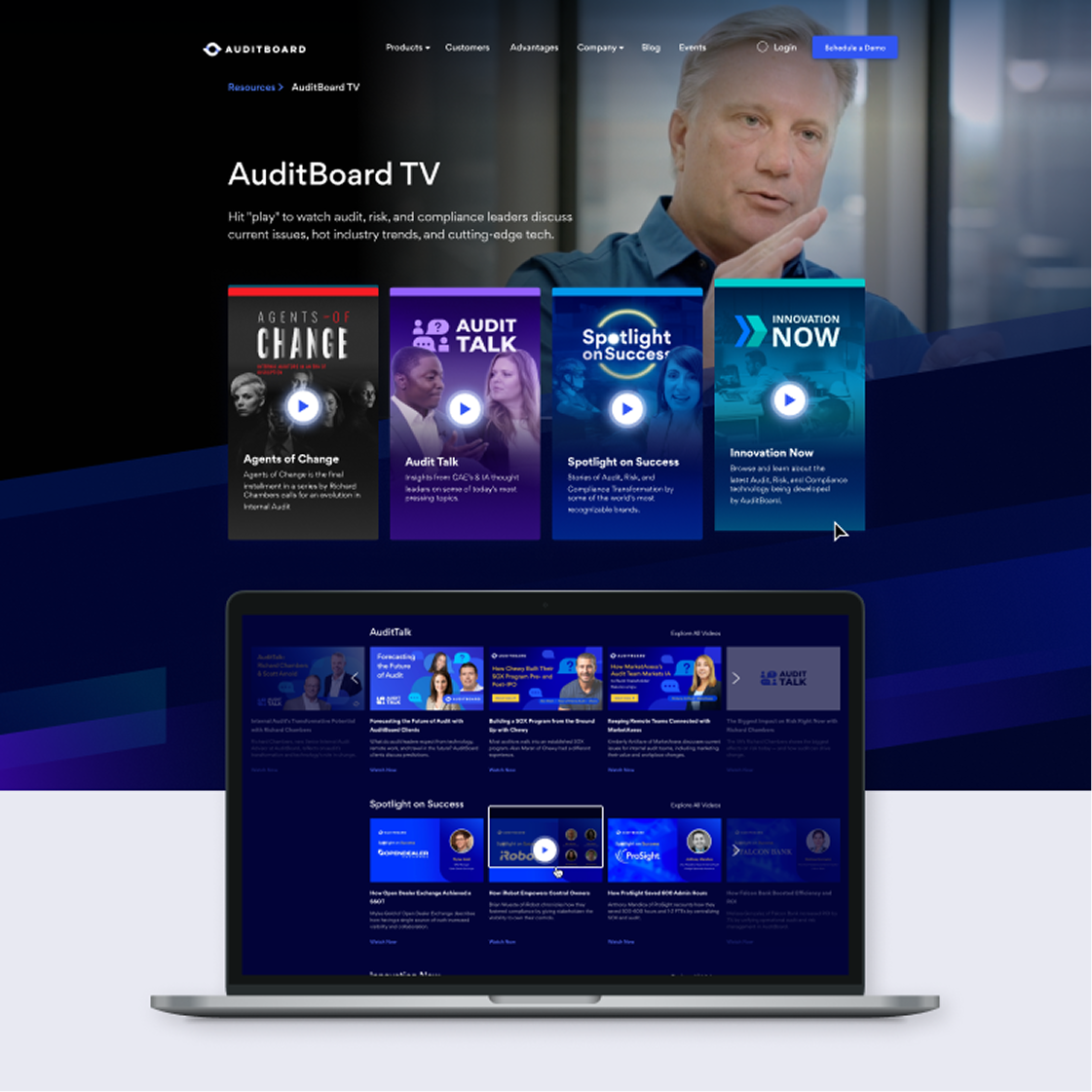 AuditBoard TV video platform interface.